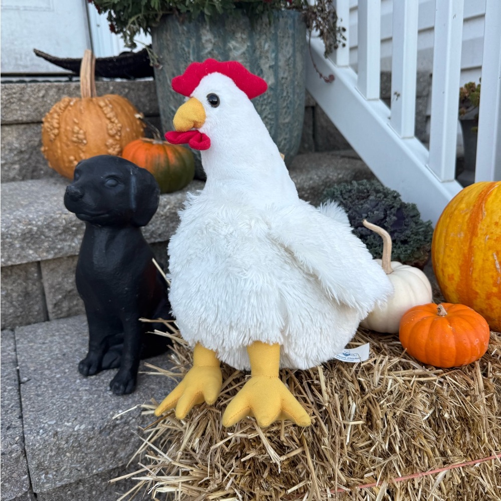 Fluffy White Chicken Stuffed Animal Toy